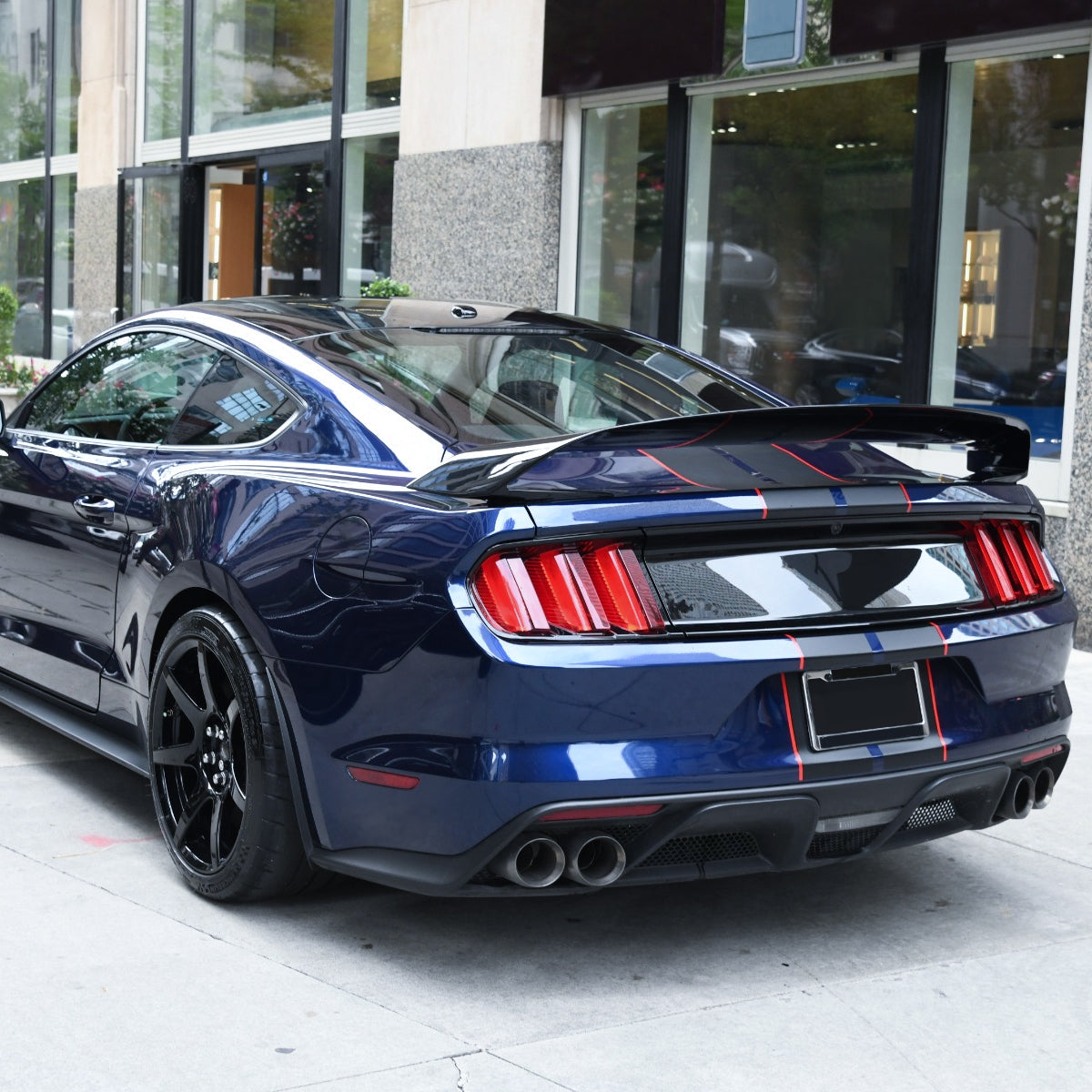 2015-2017 Ford Mustang Black Polypropylene GT350 Style Rear Diffuser w/ Dual Stainless Steel Muffler Tips