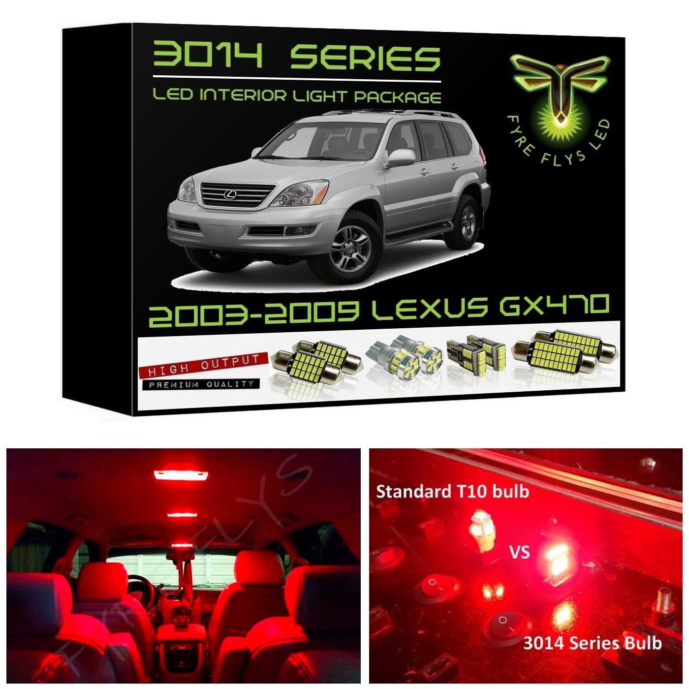 2003-2009 Lexus GX470 Super Bright LED interior light kit 3014 Series