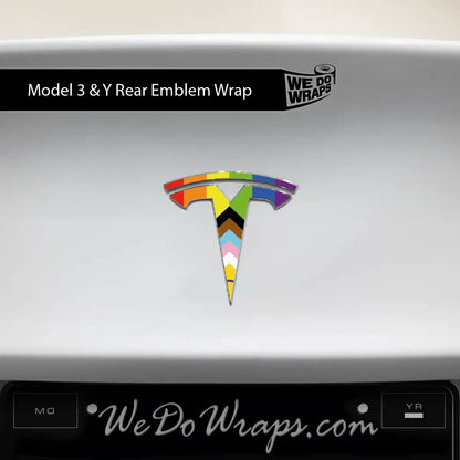LGBTQ+ Pride Flag Tesla Emblem Decals (Front + Back) | Model Y