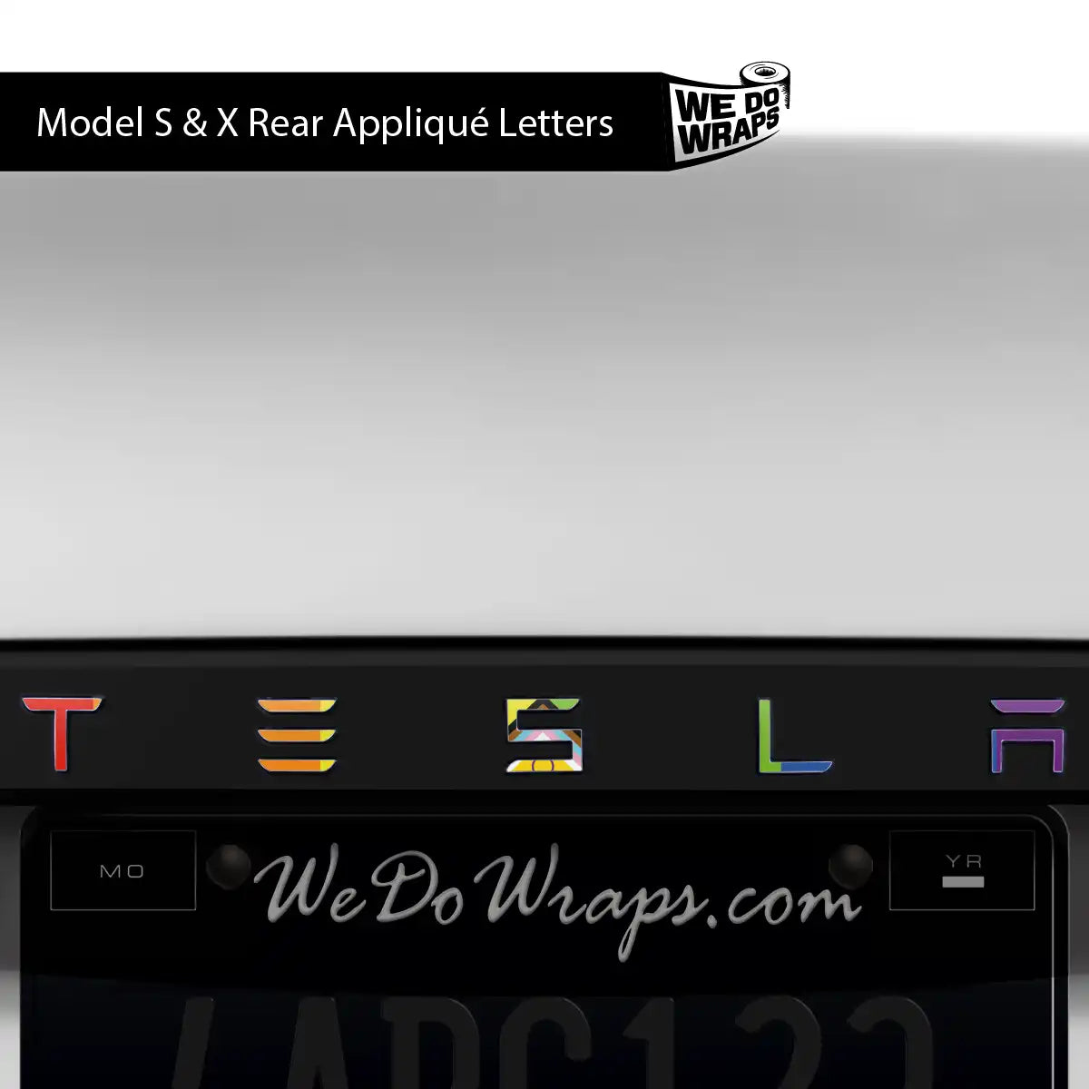 LGBTQ+ Pride Flag Tesla Emblem Decals (Front + Back) | Model X