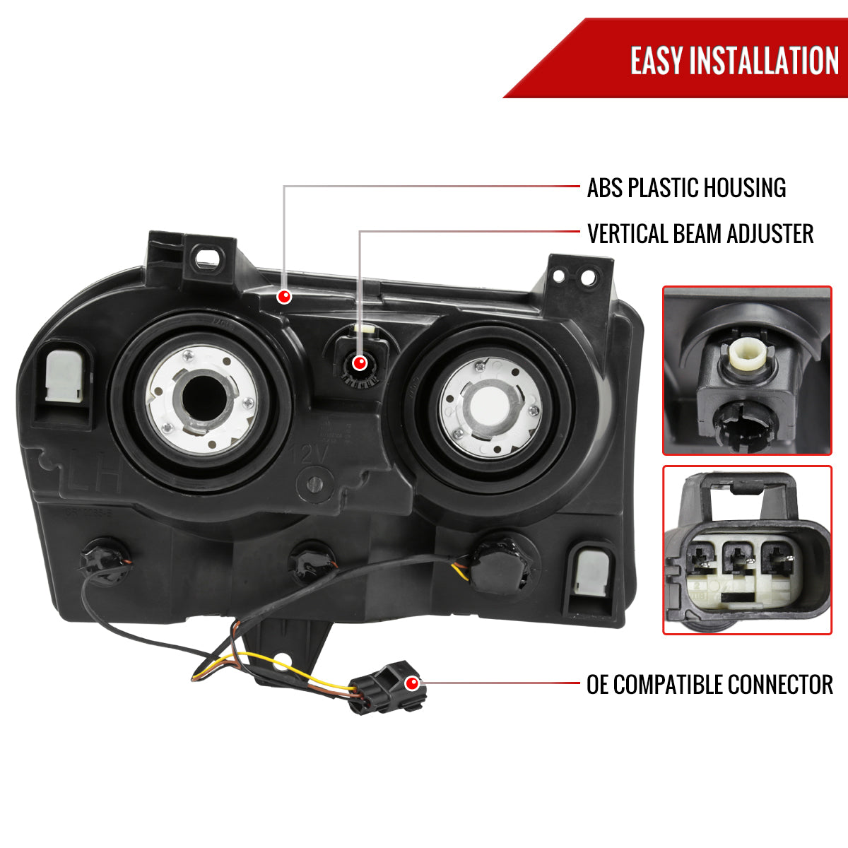 2005-2010 Chrysler 300 Factory Style Headlights (Matte Black Housing/Clear Lens)