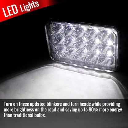 Universal 4"x6" 15-LED Sealed Beam Headlights w/ H4 Plug (Black Aluminum Housing/PMMA Lens)