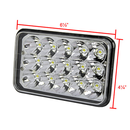 Universal 4"x6" 15-LED Sealed Beam Headlights w/ H4 Plug (Black Aluminum Housing/PMMA Lens)