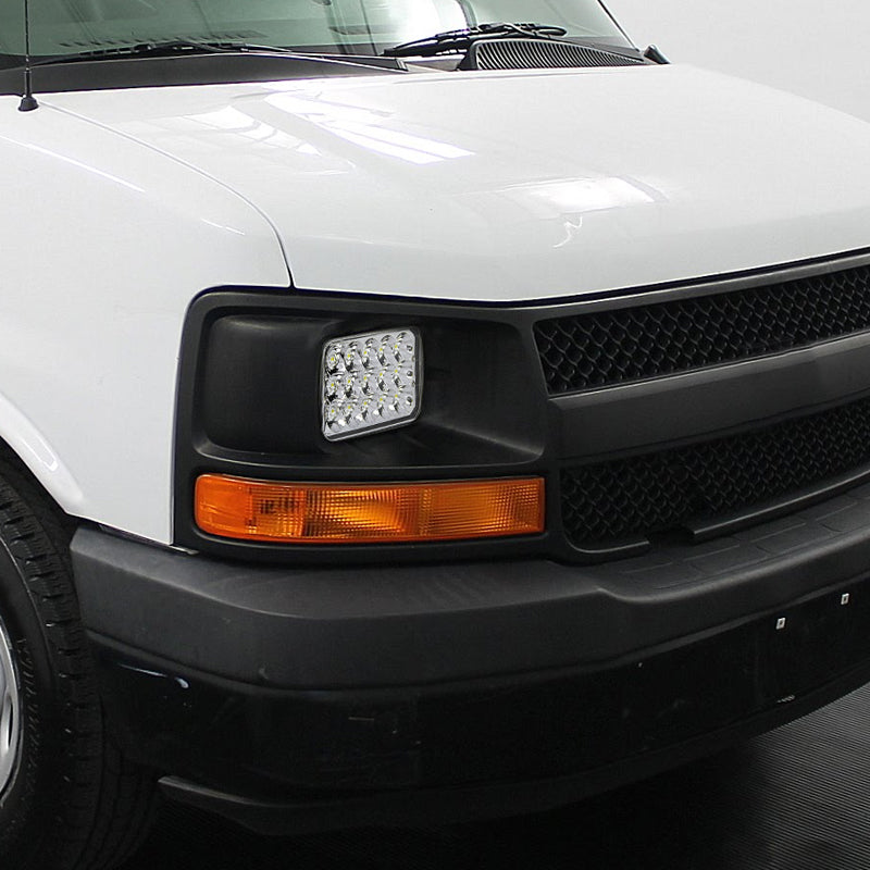 Universal 4"x6" 15-LED Sealed Beam Headlights w/ H4 Plug (Black Aluminum Housing/PMMA Lens)