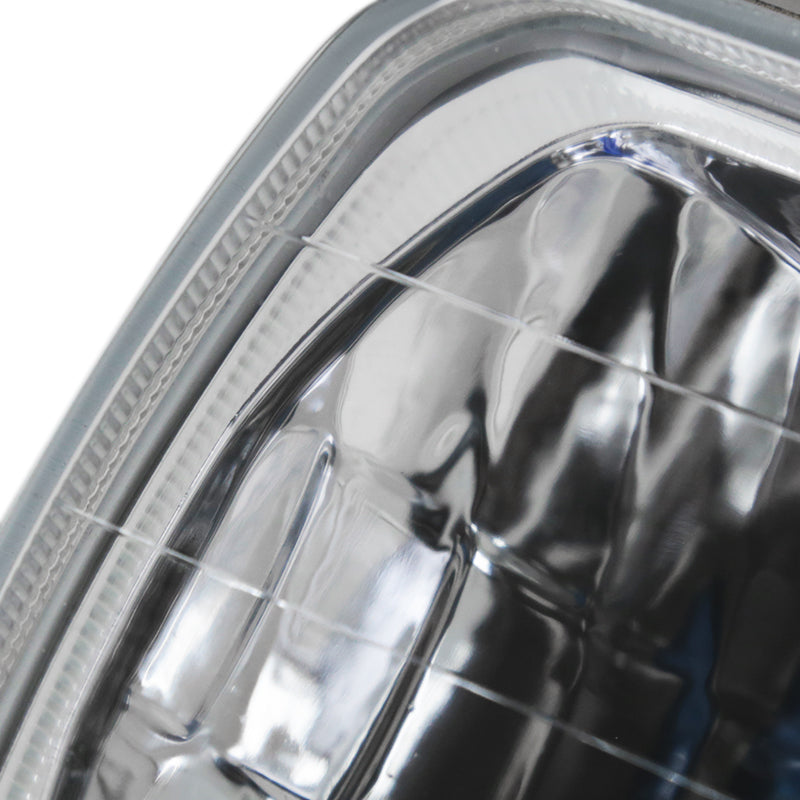 Universal 7"x6" H4 Crystal Headlights (Chrome Housing/Glass Lens)