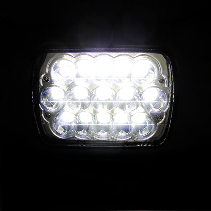 Universal 7"x6" 15-LED Sealed Beam Headlights w/ H4 Plug (Black Aluminum Housing/PMMA Lens)