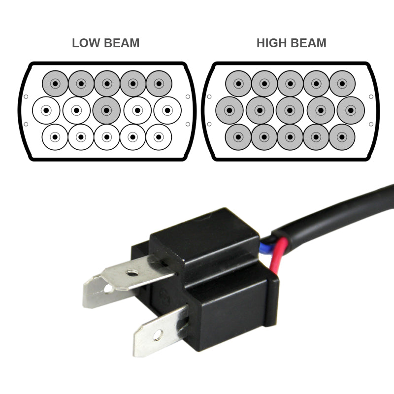 Universal 7"x6" 15-LED Sealed Beam Headlights w/ H4 Plug (Black Aluminum Housing/PMMA Lens)