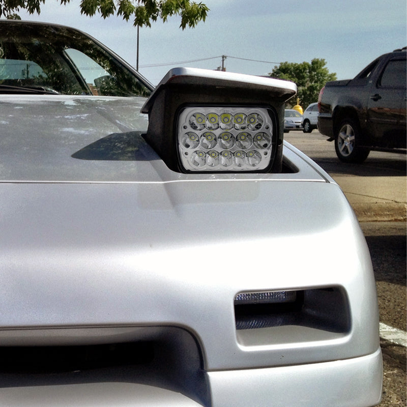 Universal 7"x6" 15-LED Sealed Beam Headlights w/ H4 Plug (Black Aluminum Housing/PMMA Lens)