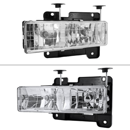 1988-1998 Chevrolet C/K C10/Tahoe/Suburban/Silverado GMC Sierra/Yukon/Suburban Crystal Headlights (Chrome Housing/Clear Lens)