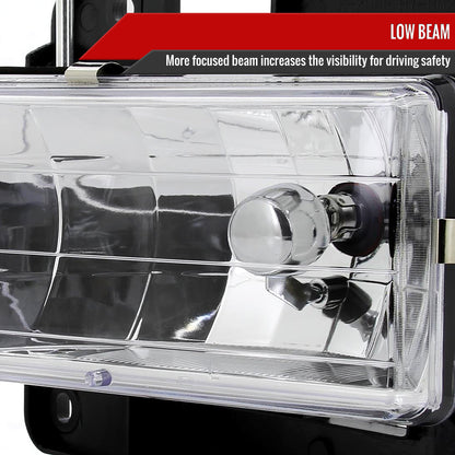 1988-1998 Chevrolet C/K C10/Tahoe/Suburban/Silverado GMC Sierra/Yukon/Suburban Crystal Headlights (Chrome Housing/Clear Lens)