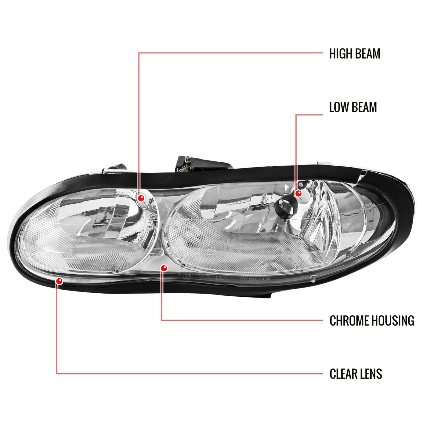 1998-2002 Chevrolet Camaro Factory Style Headlights (Chrome Housing/Clear Lens)