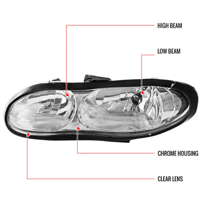 1998-2002 Chevrolet Camaro Factory Style Headlights (Chrome Housing/Clear Lens)