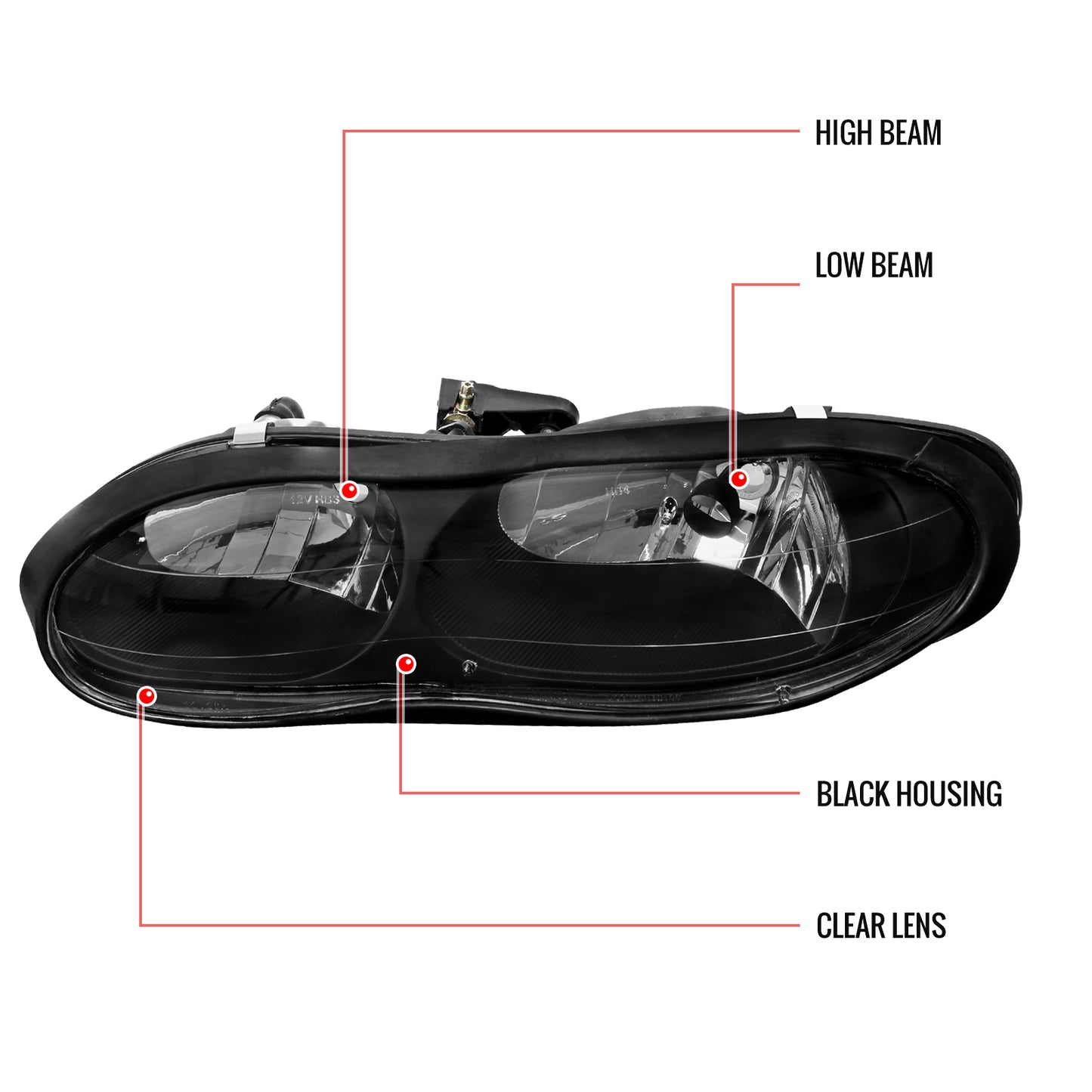 1998-2002 Chevrolet Camaro Factory Style Headlights (Matte Black Housing/Clear Lens)