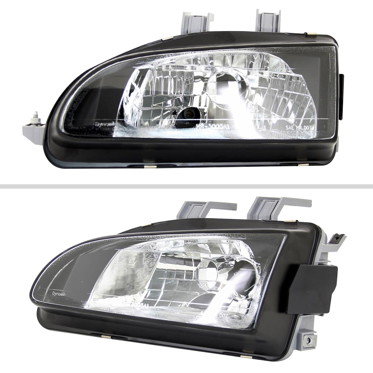 1992-1995 Honda Civic Factory Style Crystal Headlights (Matte Black Housing/Clear Lens)