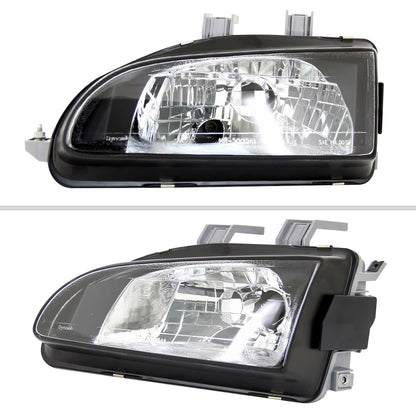 1992-1995 Honda Civic Factory Style Crystal Headlights (Matte Black Housing/Clear Lens)