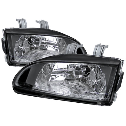 1992-1995 Honda Civic Factory Style Crystal Headlights (Matte Black Housing/Clear Lens)