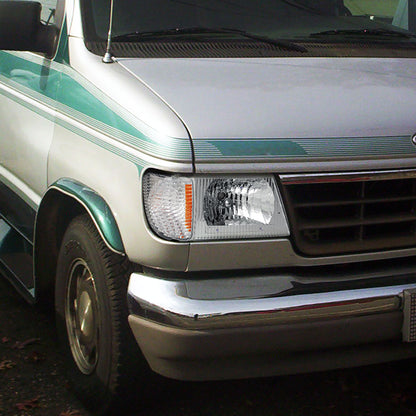 1992-2006 Ford Econoline Factory Style Crystal Headlights (Chrome Housing/Clear Lens)