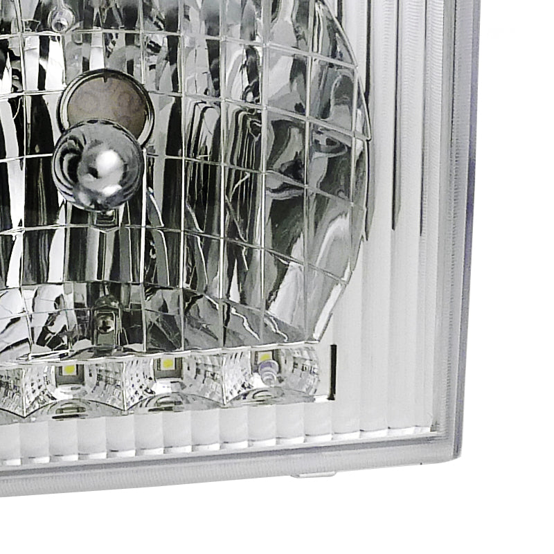 1992-2006 Ford Econoline Factory Style Headlights w/ SMD LED Light Strip (Chrome Housing/Clear Lens)