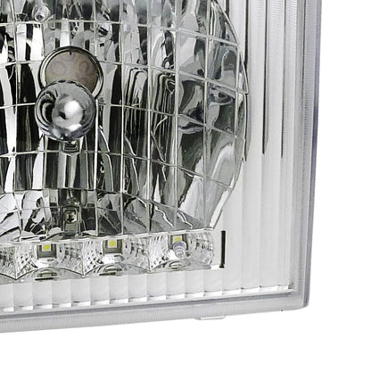 1992-2006 Ford Econoline Factory Style Headlights w/ SMD LED Light Strip (Chrome Housing/Clear Lens)