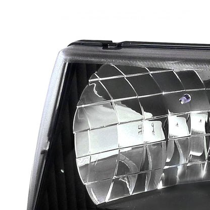 1992-2006 Ford Econoline Factory Style Crystal Headlights (Matte Black Housing/Clear Lens)