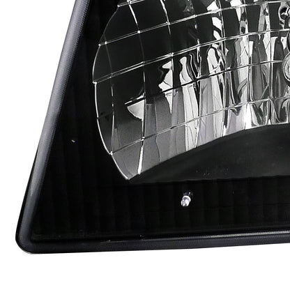 1992-2006 Ford Econoline Factory Style Crystal Headlights (Matte Black Housing/Clear Lens)