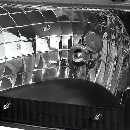 1992-2006 Ford Econoline Factory Style Crystal Headlights (Matte Black Housing/Clear Lens)