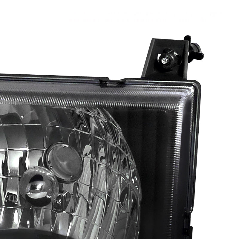1992-2006 Ford Econoline Factory Style Crystal Headlights (Matte Black Housing/Clear Lens)
