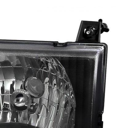 1992-2006 Ford Econoline Factory Style Crystal Headlights (Matte Black Housing/Clear Lens)