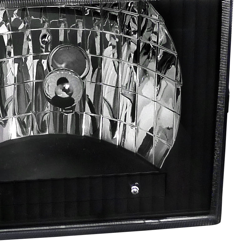 1992-2006 Ford Econoline Factory Style Crystal Headlights (Matte Black Housing/Clear Lens)