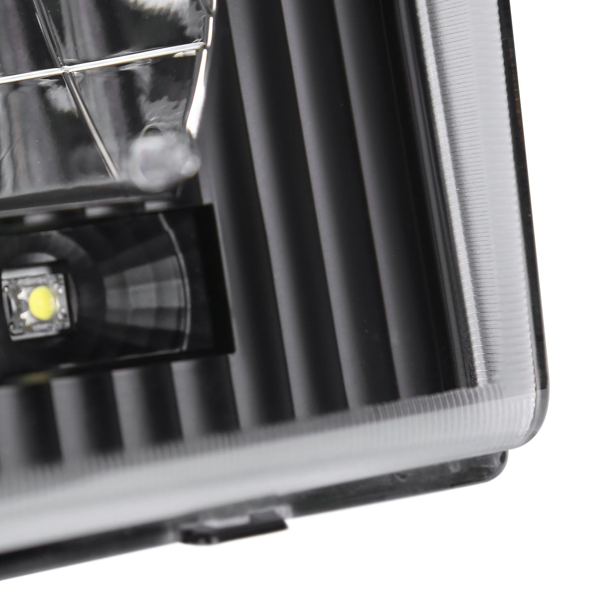 1992-2006 Ford Econoline Factory Style Headlights w/ SMD LED Light Strip (Matte Black Housing/Clear Lens)