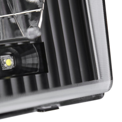 1992-2006 Ford Econoline Factory Style Headlights w/ SMD LED Light Strip (Matte Black Housing/Clear Lens)