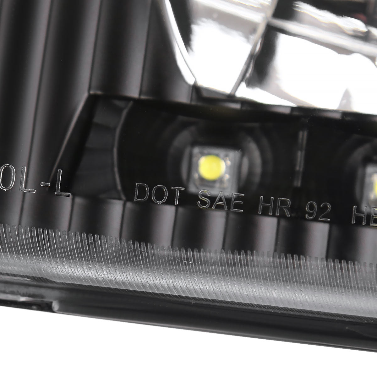 1992-2006 Ford Econoline Factory Style Headlights w/ SMD LED Light Strip (Matte Black Housing/Clear Lens)