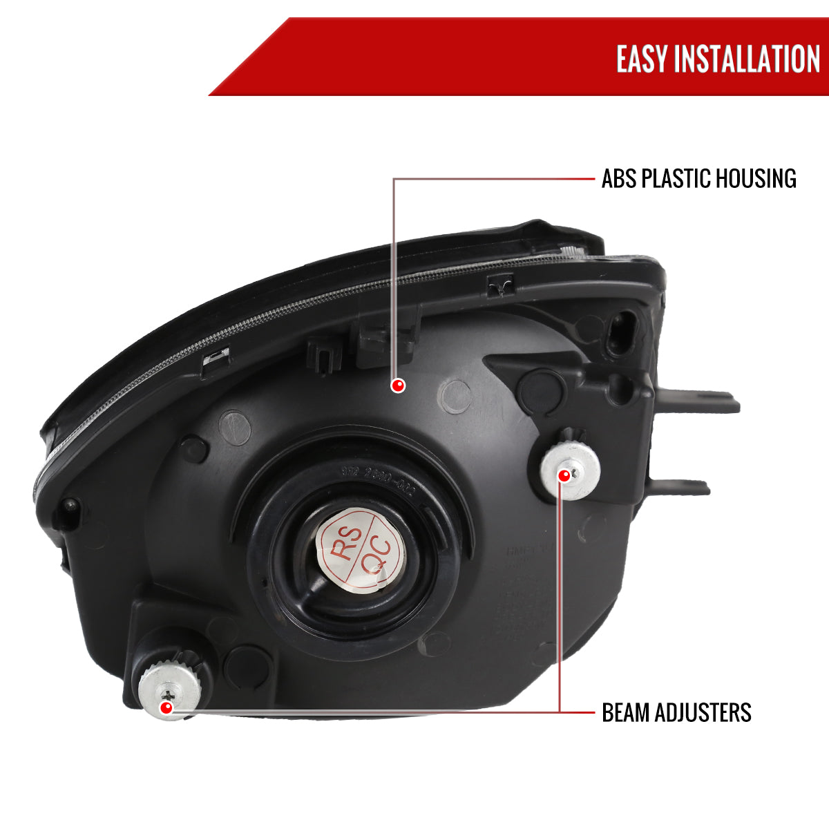 2000-2005 Mitsubishi Eclipse Factory Style Crystal Headlights (Matte Black Housing/Clear Lens)