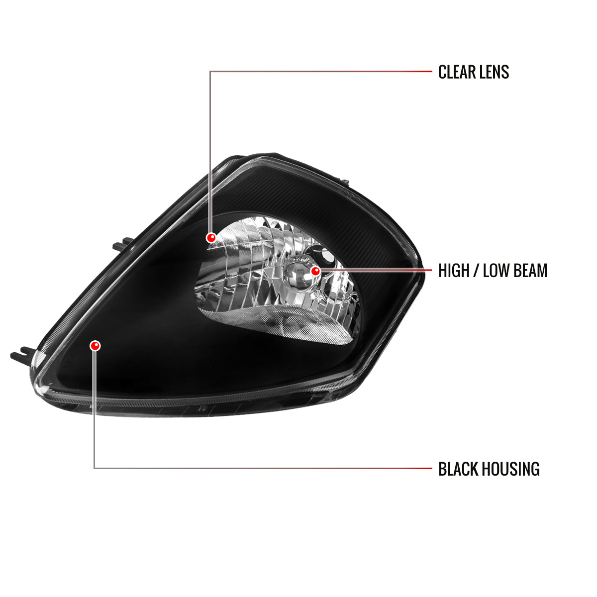 2000-2005 Mitsubishi Eclipse Factory Style Crystal Headlights (Matte Black Housing/Clear Lens)