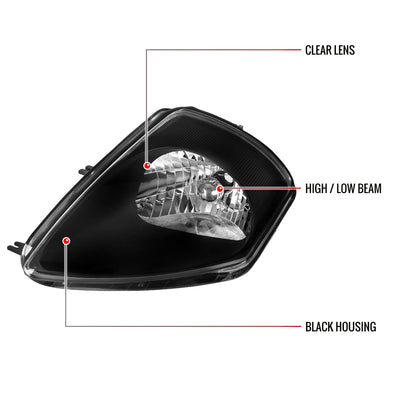 2000-2005 Mitsubishi Eclipse Factory Style Crystal Headlights (Matte Black Housing/Clear Lens)