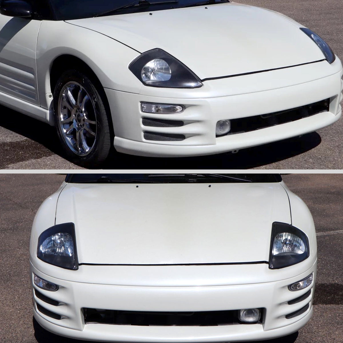 2000-2005 Mitsubishi Eclipse Factory Style Crystal Headlights (Matte Black Housing/Clear Lens)