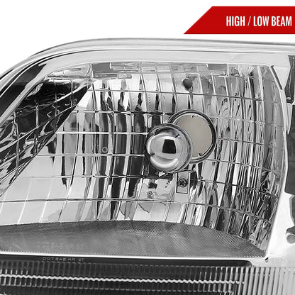 1997-2004 Ford F-150/Expedition Factory Style Crystal Headlights (Chrome Housing/Clear Lens)