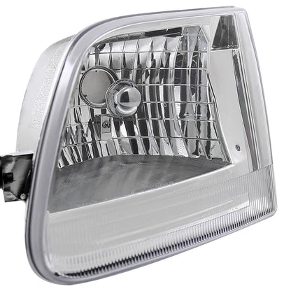 1997-2004 Ford F-150/Expedition Factory Style Crystal Headlights (Chrome Housing/Clear Lens)