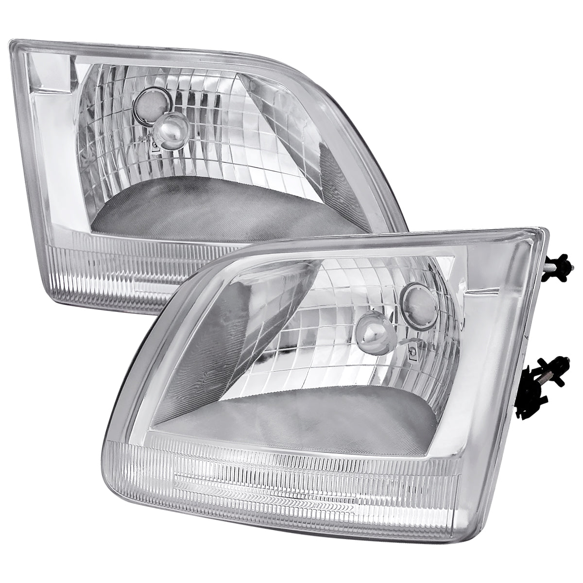 1997-2004 Ford F-150/Expedition Factory Style Crystal Headlights (Chrome Housing/Clear Lens)