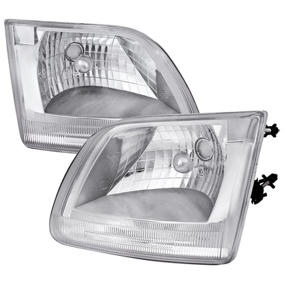 1997-2004 Ford F-150/Expedition Factory Style Crystal Headlights (Chrome Housing/Clear Lens)