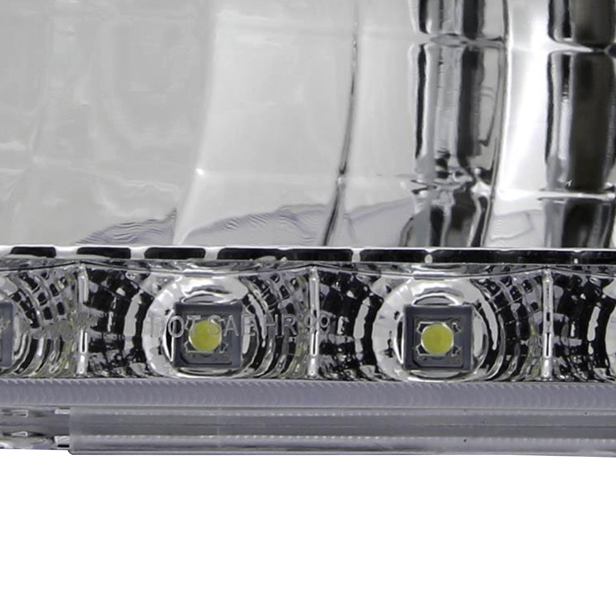 1999-2004 Ford F-250/F-350/F-450/F-550/Excursion Factory Style Headlights w/ SMD LED Light Strip (Chrome Housing/Clear Lens)