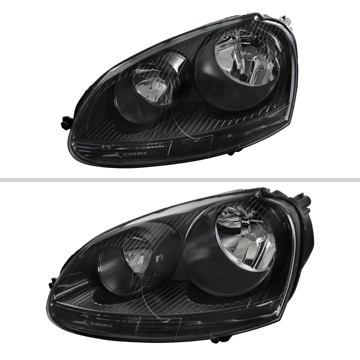 2005-2010 Volkswagen Golf Mk5 /Jetta/Rabbit Factory Style Headlights w/ P21W Turn Signal Bulbs (Matte Black Housing/Clear Lens)