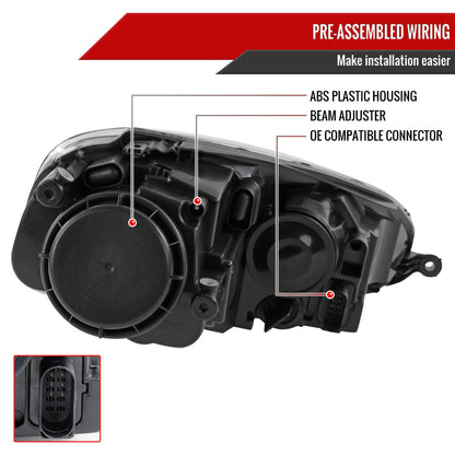 2005-2010 Volkswagen Golf Mk5 /Jetta/Rabbit Factory Style Headlights w/ P21W Turn Signal Bulbs (Matte Black Housing/Clear Lens)