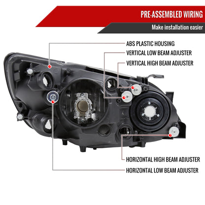 2001-2005 Lexus IS300 Factory Style Crystal Headlights (Chrome Housing/Smoked Lens)