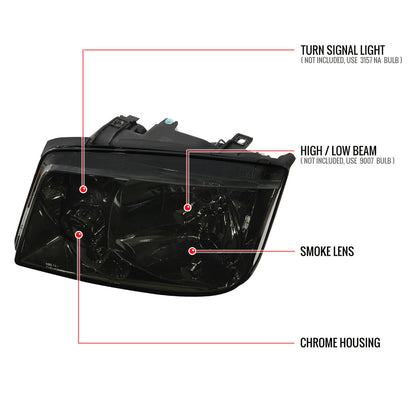 1999-2005 Volkswagen Jetta/Bora Mk4 V3 Factory Style Headlights (Chrome Housing/Smoked Lens)