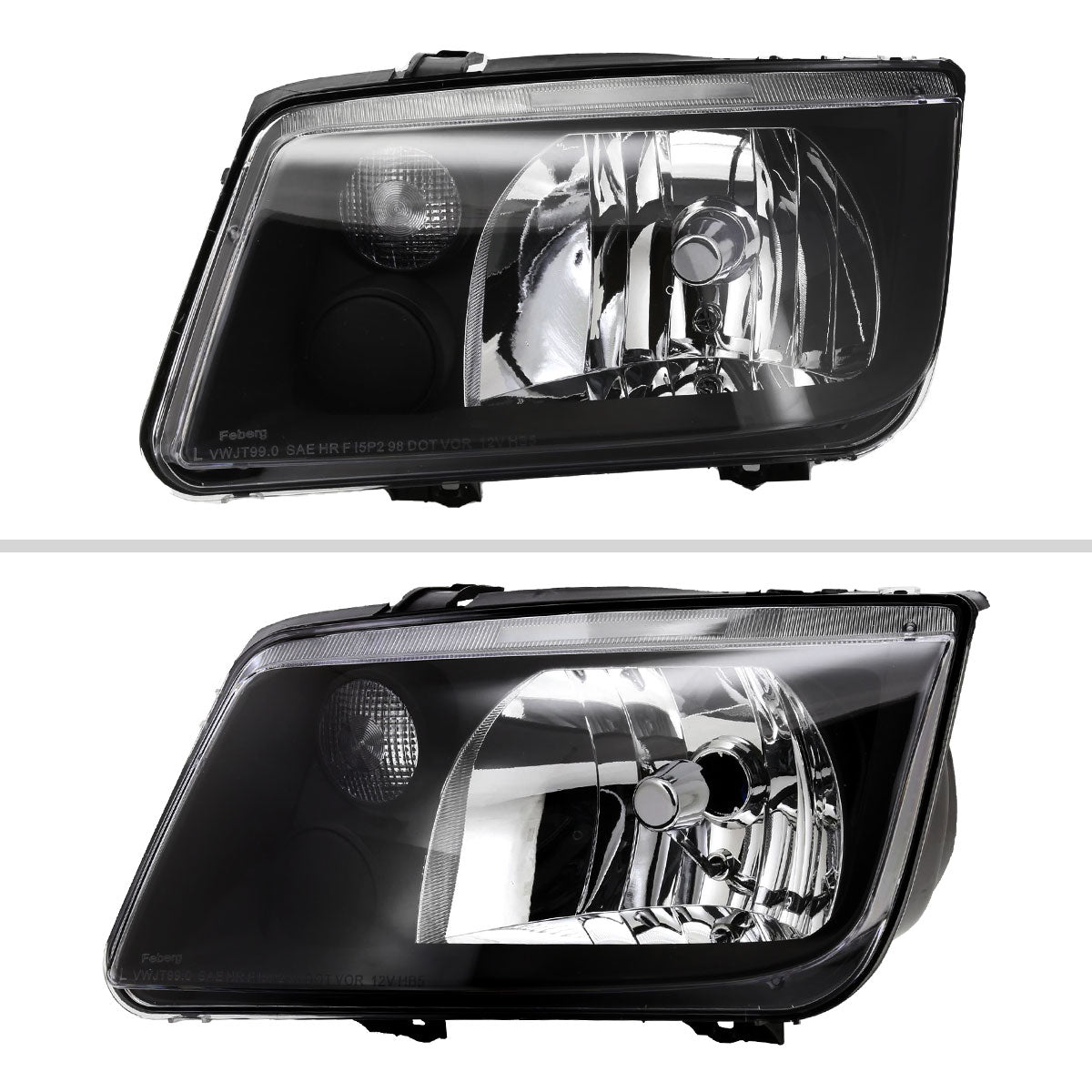 1999-2005 Volkswagen Jetta/Bora Mk4 V3 Factory Style Headlights (Matte Black Housing/Clear Lens)