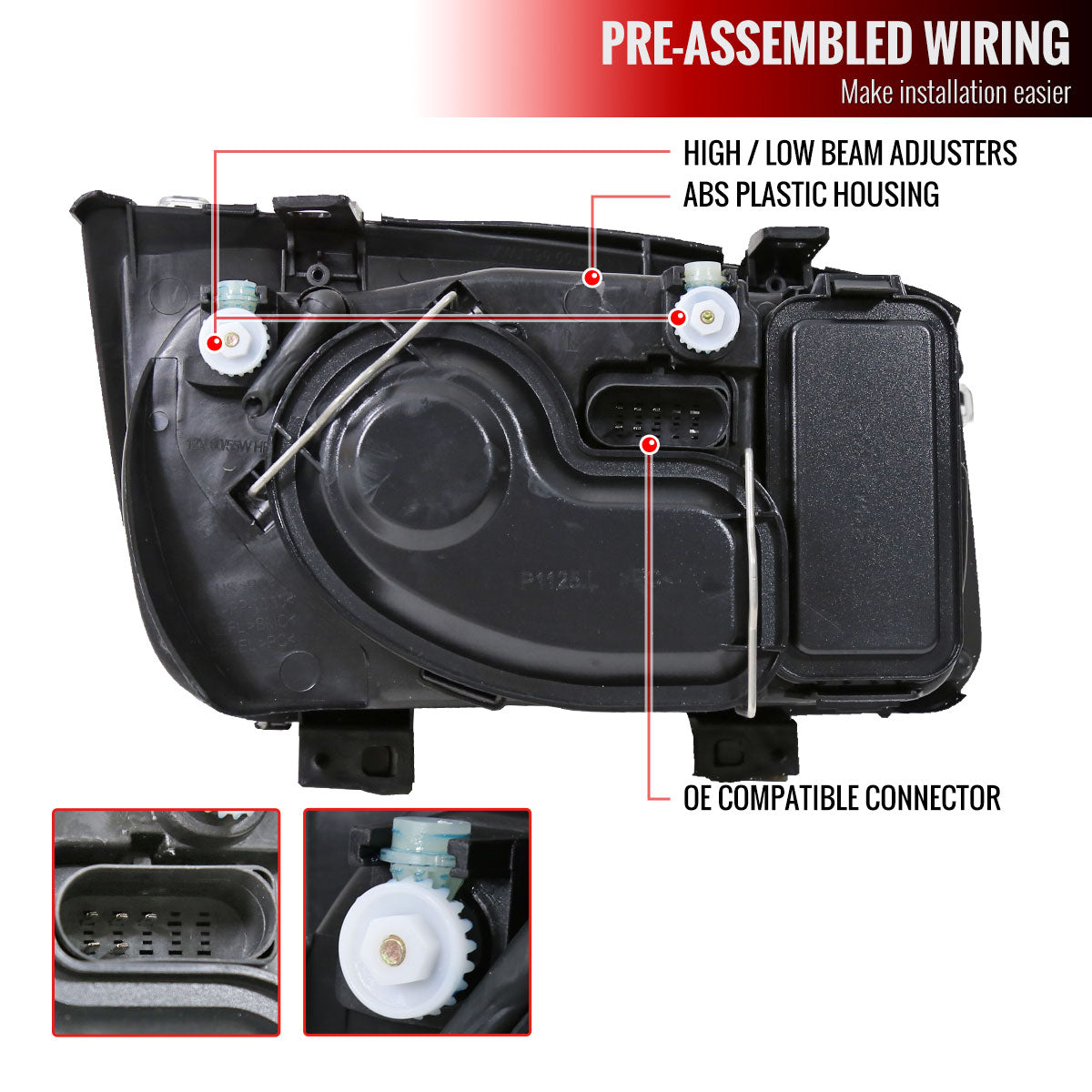 1999-2005 Volkswagen Jetta/Bora Mk4 V3 Factory Style Headlights (Matte Black Housing/Clear Lens)