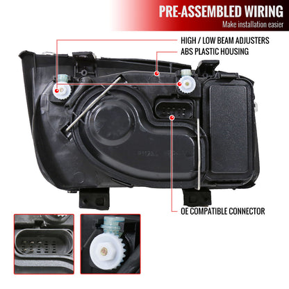 1999-2005 Volkswagen Jetta/Bora Mk4 V3 Factory Style Headlights (Matte Black Housing/Clear Lens)