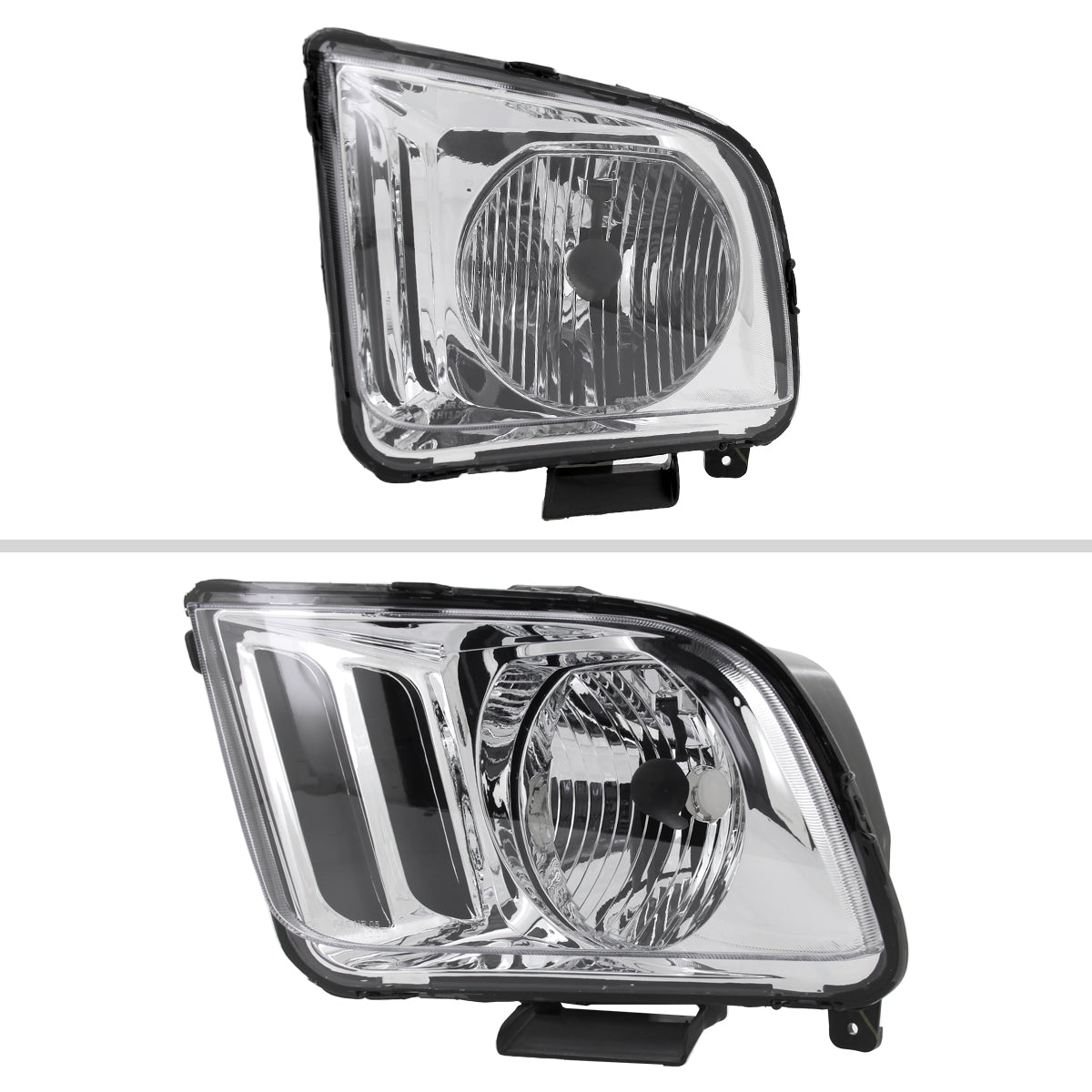2005-2009 Ford Mustang Factory Style Headlights (Chrome Housing/Clear Lens)