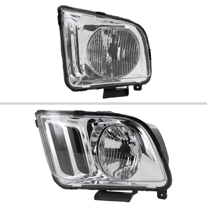 2005-2009 Ford Mustang Factory Style Headlights (Chrome Housing/Clear Lens)